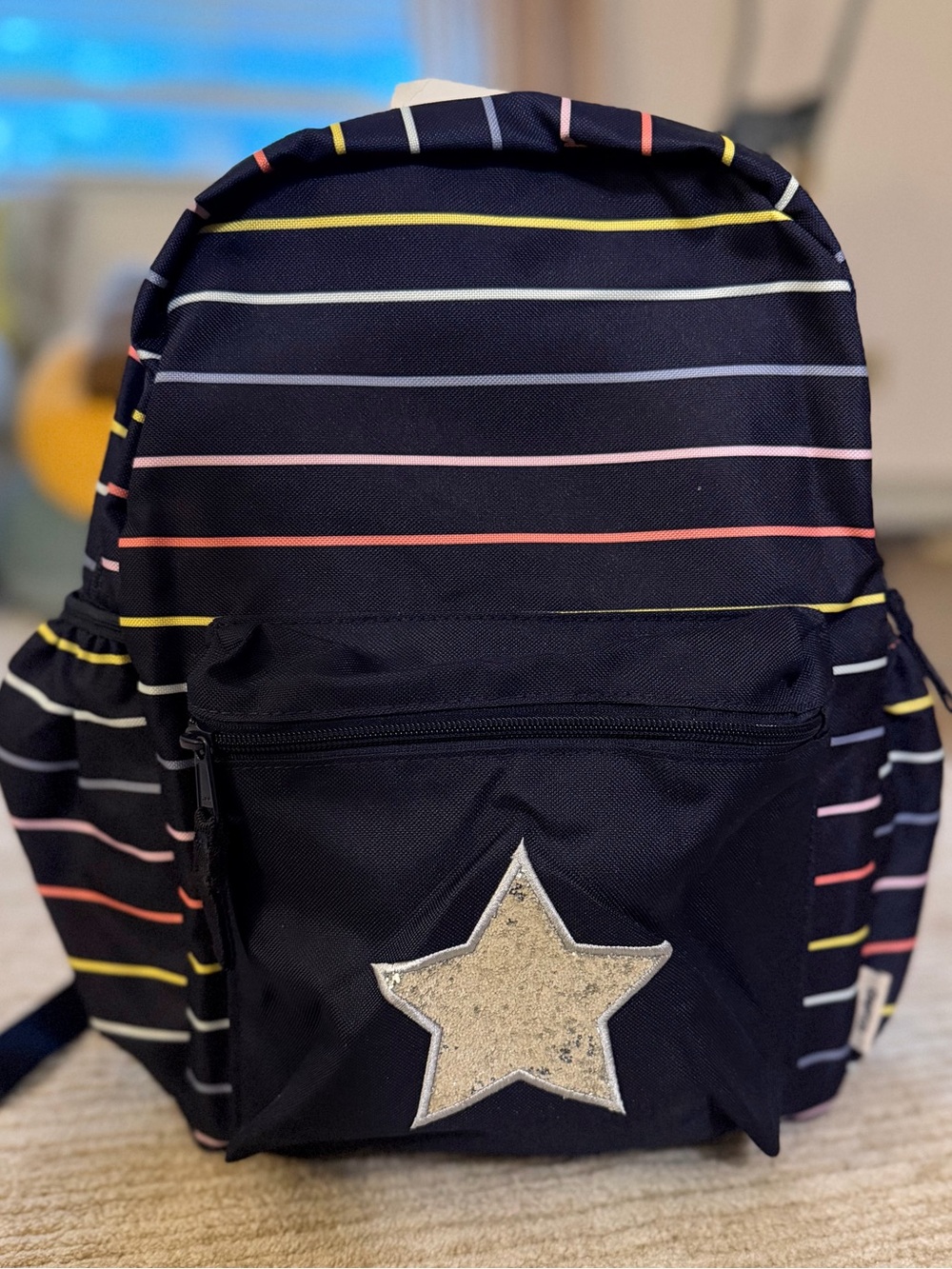 GAP Kids Navy Striped Backpack with Glitter Star